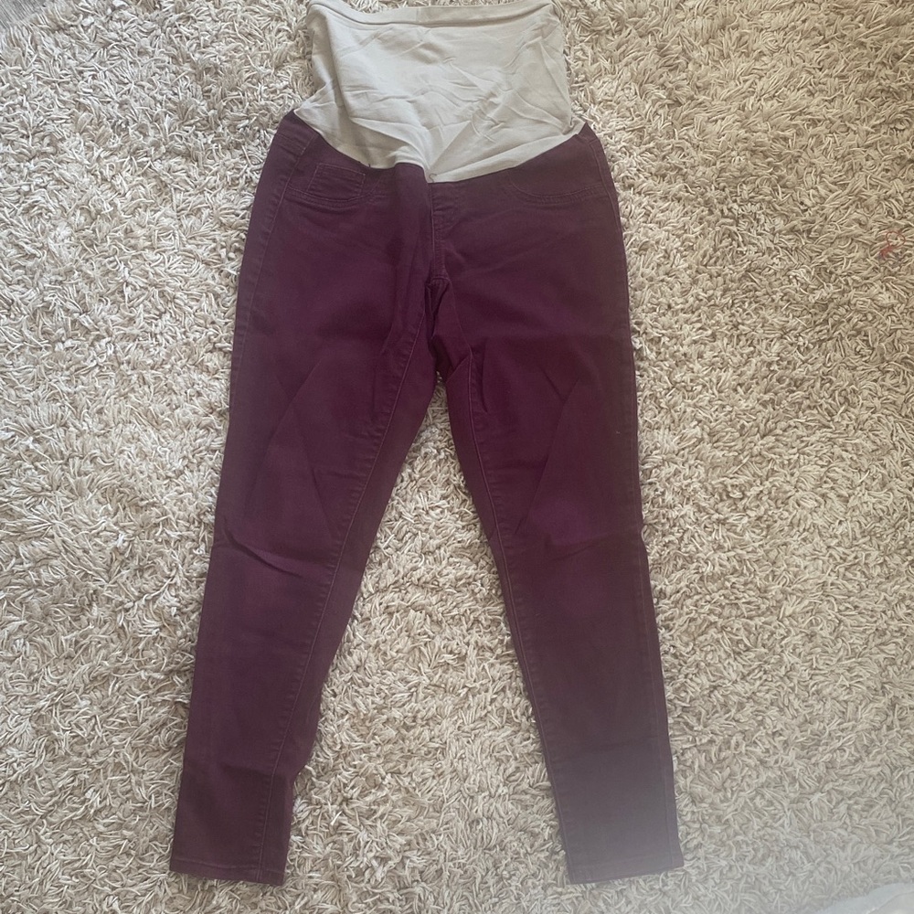 Burgundy Maternity Jeans